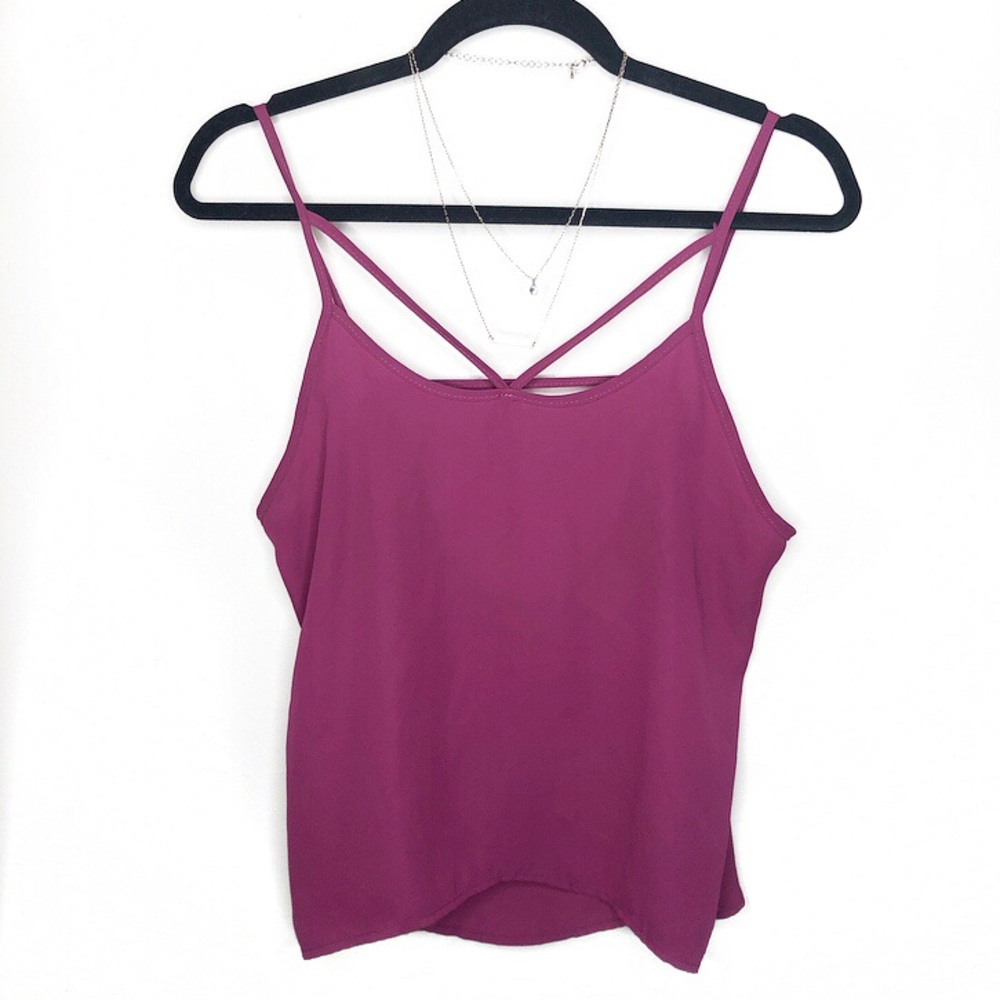 Purple Chiffon Strappy Scoop Bank Semi Sheer Tank